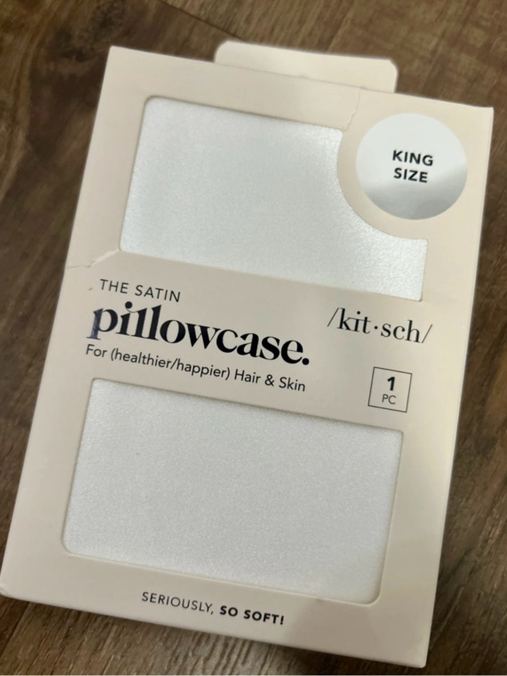 Kitsch White Satin Pillowcase — King Size